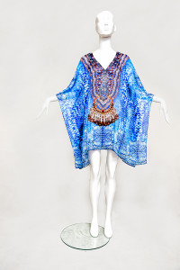 BLUE TREASURES EMBELLISHED KAFTAN - front