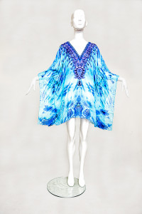 CRYSTAL BLUE EMBELLISHED KAFTAN - front