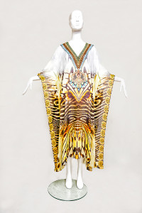 LONG EXOTIC TIGER EMBELLISHED KAFTAN - front